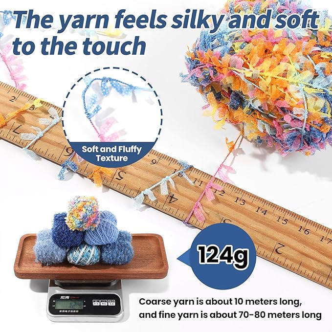 20 Pcs of 2-Yard Original Art Yarns - for DIY Art Yarns for Jewelry Making, Junk Magazines, Knitting, Crafts, Textile Decorative, Tassels, Vintage Yarn Card Making (Lake Blue)