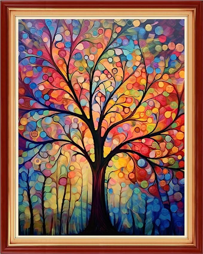 dimxvean stamped cross stitch kits,cross stitch kits for adults beginners,embroidery kits full range of cross stitch stamped kits needlepoint kits cross stitch patterns- moonlight tree 16x20 inch