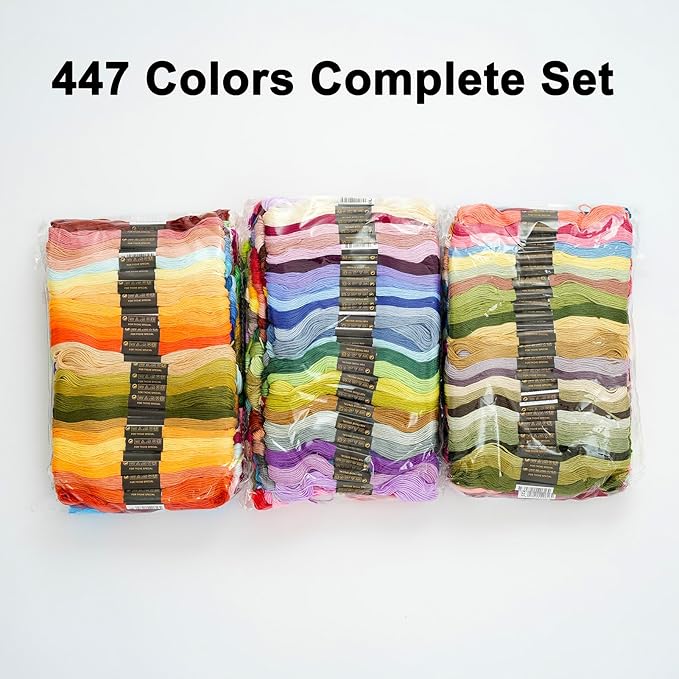 447 Colors Embroidery Floss Complete Set, Friendship Bracelet String, 8.7in 6-Strand Cross Stitch Thread Polyester Embroidery Thread