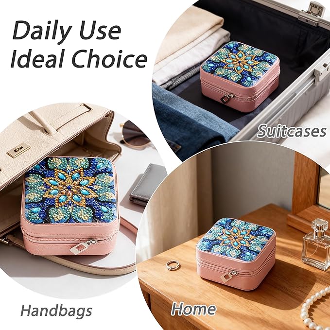 CharySim 2 PC Diamond Art Jewelry Boxes Kits for Adults Women Gifts with Painting Gem Dots Crafts Kits for Birthday Gift Relaxing Craft Kit Calming Gift for Mother Day Women (Mandral Black)