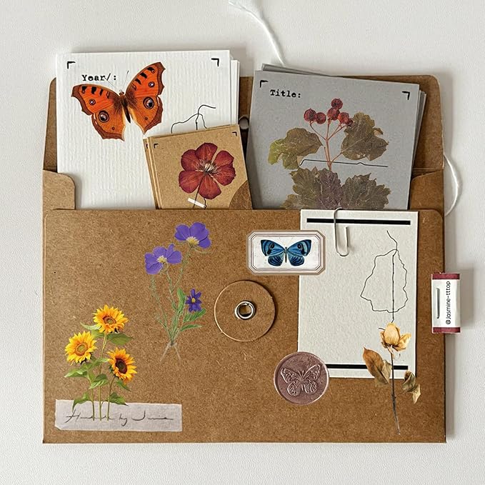 40 Sheets Flower Stickers - Waterproof Scrapbook Sticker & Junk Journal Supplies, Spring Nature Stickers for Adults DIY Crafts