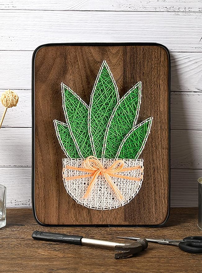 BAZIMA DIY String Art Kit for Beginner,DIY Aloe Potted Craft Kit,Unique Gift,Craft Kit for Holidays