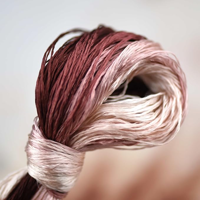 Natural 100% Silk Thread, Handmade Embroidery Thread Silk Floss 7 Colors 110m Each (55)