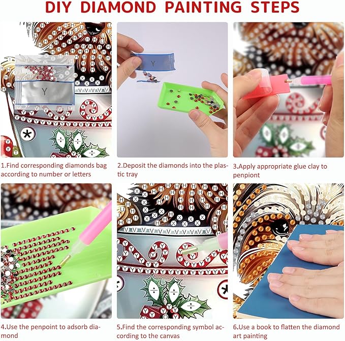 SENQAO Christmas Diamond Art Hanging Kits for Adults Kids, Golden Retriever Diamond Art Suncatchers, 5D Special Shape Diamond Painting Pendant Window Ornament Gifts for Home Door Wall Decor