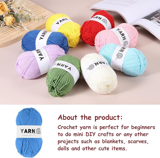 3Pcs Blue Acrylic Yarn 400 Yard 4 Ply Soft Crochet Yarns Sport Weight Yarn,[for DIY Crocheting Knitting Craft Blankets Hats]-150g
