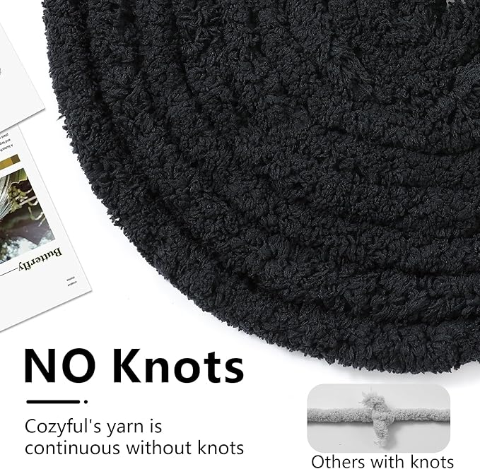 Chunky Yarn for Hand Knitting - #10 Chunky Chenille Yarn, Jumbo Big Thick Chunky Yarns for Crocheting, Super Bulky Chunky Knit Blanket Yarns, 8 Skein (25 yds 8 oz Each Skein), Black