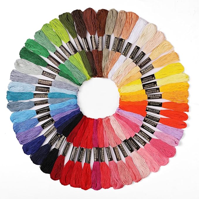 50 Skeins Embroidery Floss, Rainbow Colors Friendship Bracelet String and Cross Stitch Thread, Embroidery Thread for DIY Friendship Bracelet Project, Craft Floss String for Cross Stitch Crafts