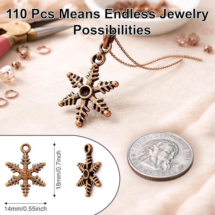 Heather's cf Celestial Beads Moon Charms Pendant Jewelry Making Earrings Necklace Bracelet Kit Findings Jump Rings Lobster Clasp Vintage Finish Plated Non Tarnish Look (Silver Star, 79-150Pcs)