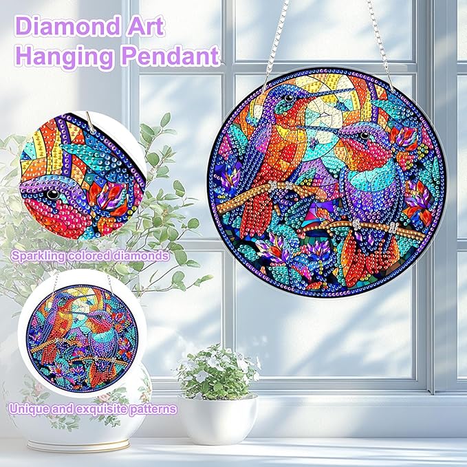 TOSTOG Diamond Art Hanging Kits for Adults, Starfish Diamond Painting for Adults Window Pendant, Special Shape Diamonds Seaside Scenery Diamond Painting Hanging Pendant Kit for Wall Decor Gift