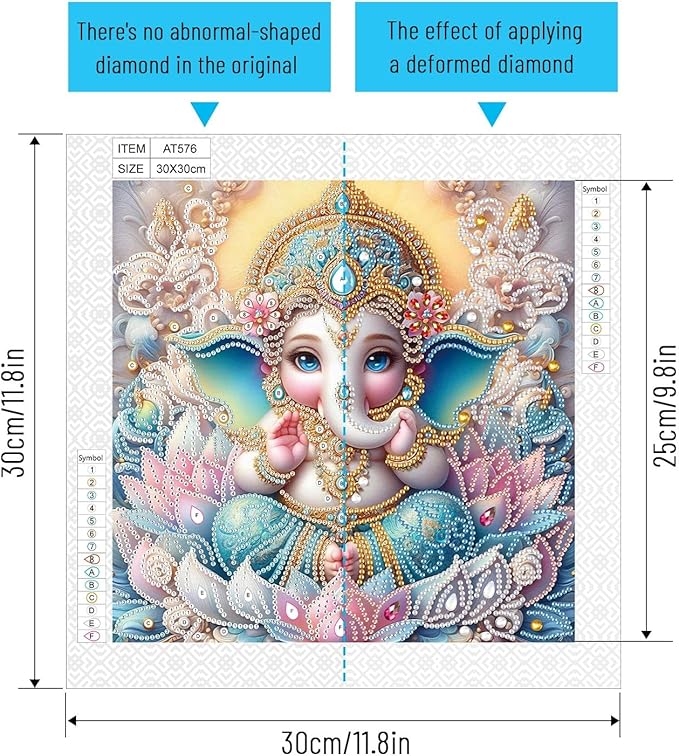 LazyFold Diamond Art Painting Kit, DIY Religion Special Shape Crystal Diamond Partial Diamond Art Painting Mosaic Making Craft, Suitable for Home Wall Decor Art Gift 12×12inch