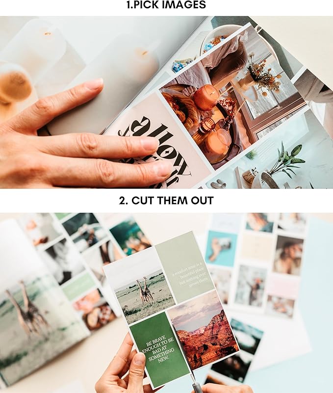 Lamare Vision Board Book - 1000+ Aesthetic Vision Board Images & Motivational Quotes, Vision Board Supplies, Vision Board Kit, Collage Book for Manifestation, Self Care & Goal Setting