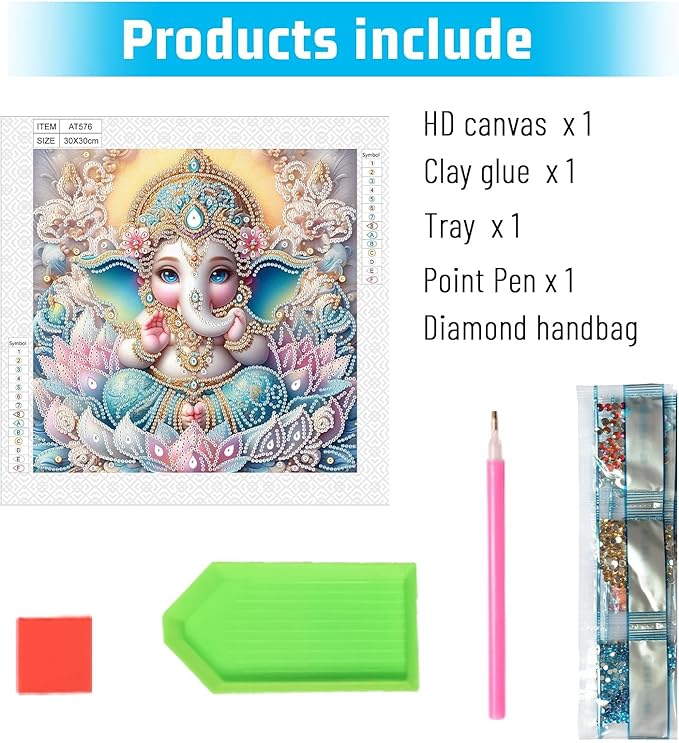 LazyFold Diamond Art Painting Kit, DIY Religion Special Shape Crystal Diamond Partial Diamond Art Painting Mosaic Making Craft, Suitable for Home Wall Decor Art Gift 12×12inch