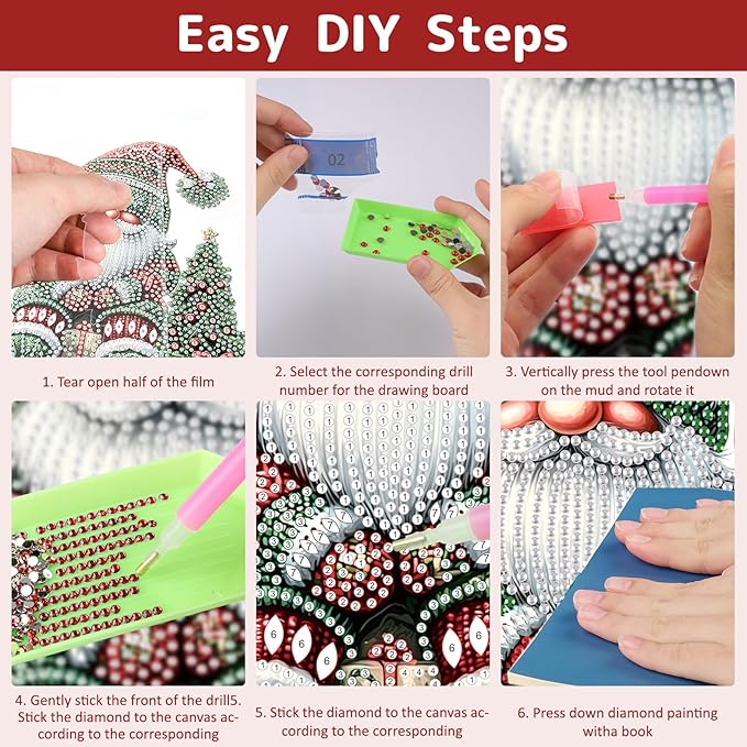 Genius maker Christmas Gnome Diamond Art Hanging Kits for Adults, Diamond Painting Pendant Kits, DIY Acrylic 5D Special Shaped Crystal Diamonds Gem Art Painting Ornament for Home Wall Decor Gift