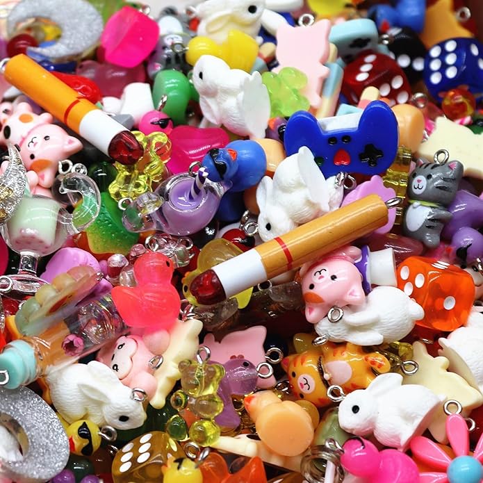 Resin Ice Cream Flower Dice Pendant Charms Colorful DIY Pendant Making Charm for Bracelet Necklace Earrings Keychain Craft