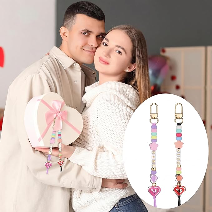 Landical 564 Pcs DIY Bead Keychain Kit Key Chain Making Craft Adjustable Letter Beads String Mama Sport Gift Alphabet Jewelry Backpack Accessories Holiday Party Favor (Flower,Clear Color)