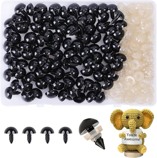 XKDOUS 18mm Safety Eyes, 200pcs for Crocheting, Crochet Eyes for Amigurumi, Stuffed Animal Doll Eyes for DIY Crafts