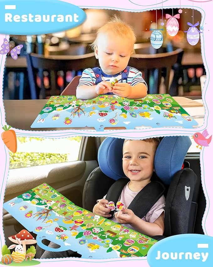 benresive reusable sticker books for kids, sticker books for toddlers, toddler travel toys activities crafts ages 3 and up birthday gifts - easter