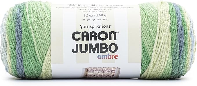 Caron Jumbo Ombre Lake Mist Yarn - 2 Pack of 12oz/340g - Acrylic - #4 Worsted (Medium) - 595 Yards - Knitting & Crochet