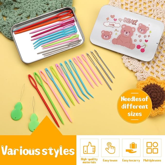 UOOU 73 Pcs Yarn Needles Set, Tapestry Needle, Darning Needles for Yarn, Yarn Needles Large Eye, Plastic Needles for Yarn, Knitting, Crocheting and Sewing