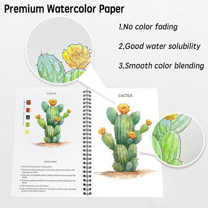 SLWBZ Watercolor Workbook Flowers, 15 Different Patterns of Original DIY Designs, Beginner-Friendly Watercolor Workbooks, (Flowers, Without Palette)