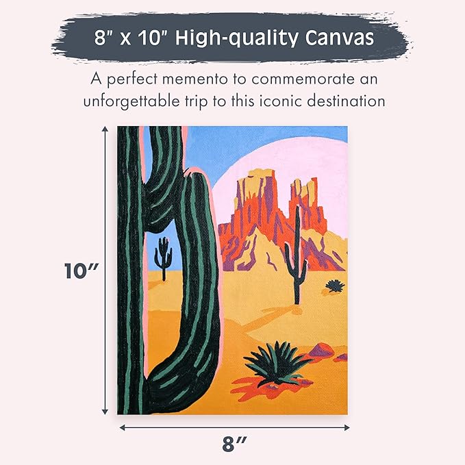 Pink Picasso Kits Colorful Destinations Paint by Number for Adults and Teens | DIY Unique Canvas Painting Kits Color by Numbers Arts & Crafts Kit | Desert Daydream 8x10- Paint Kit Set