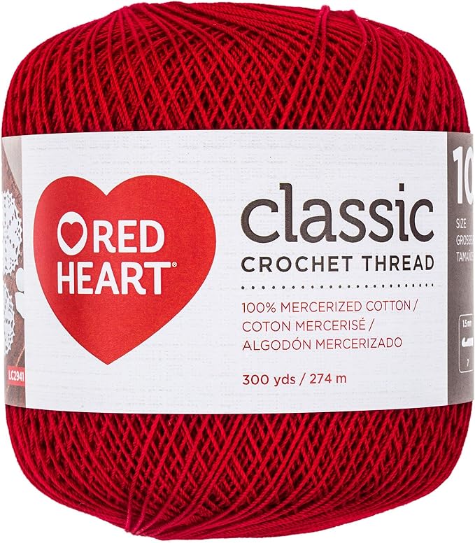 Red Heart Crochet Thread Yarn, 300 Yards, Victory Red, 1 Count (Pack of 1)