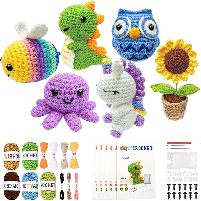 Datunsu 6PCS Crochet Kit for Beginners (Sunflower)