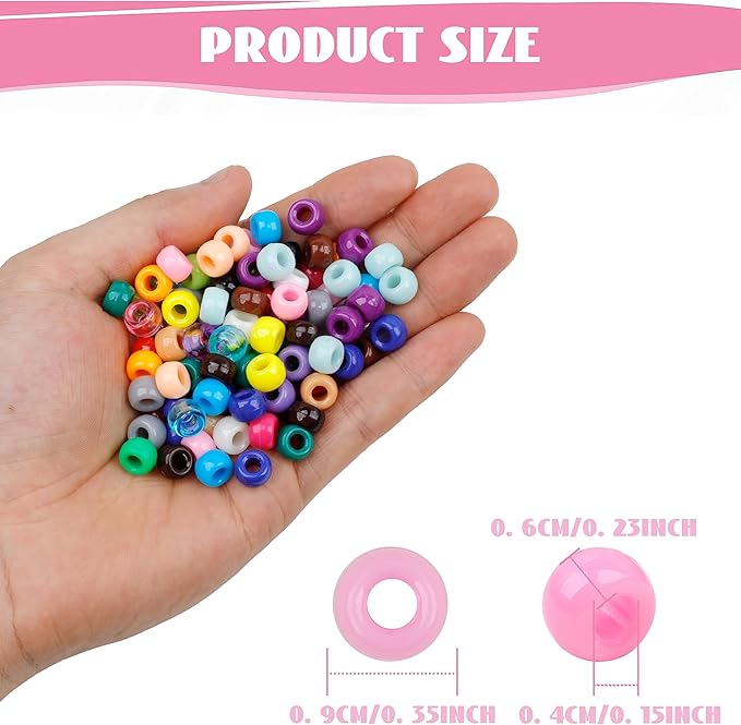 gmma colourful plastic pony beads for bracelet for jewelry making for friendship bracelets 6x9mm multi-colored for beads hair braiding diy bracelet necklace party decoration supplies