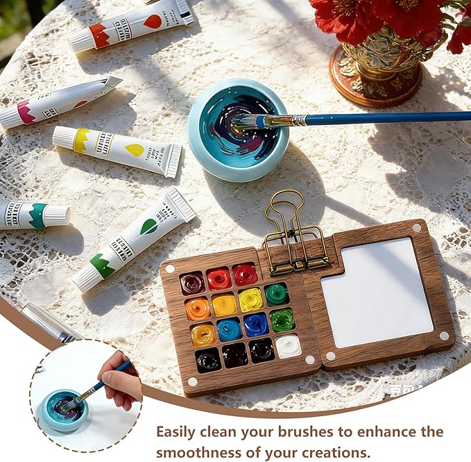EVOCKAY Mini Watercolor Paint Set Portable Watercolor Kit for Adults Travel Watercolors Paint with Sketchbook Mixing Palette and Drawing Pad Perfect for On The Go Creativity and Art Exploration