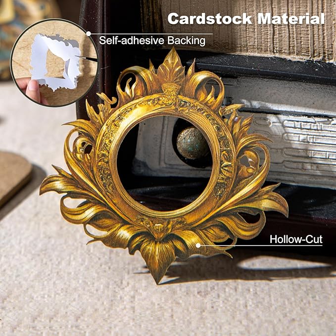 Medieval Frame Stickers – 60 Hollow-Cut Cardstock Stickers for Scrapbook & Journal, Vintage Self-Adhesive Embellishments for Junk Journal, DIY Art & Collage Design