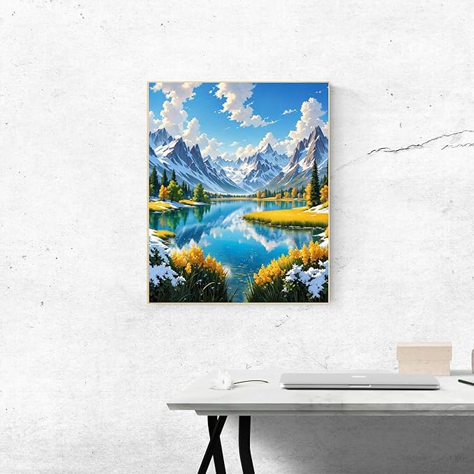 ldazao Mountain Paint by Numbers for Adults-Landscape Paint by Number on Canvas Without Frame, DIY Forest Scenery Oil Painting for Gift Home Wall Decor(16x20inch)