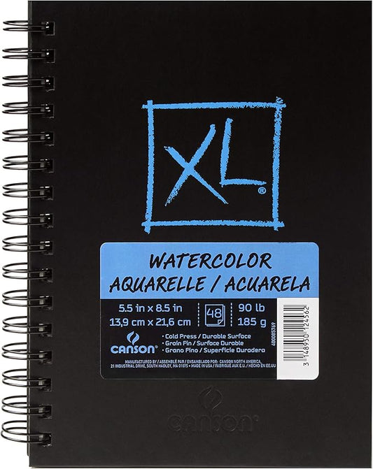 Canson XL Series Art Book Watercolor, Midweight White Paper, Side Wire Binding, 48 Sheets, 5.5X8.5 inch