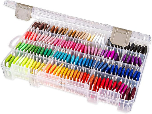 ArtBin Floss Finder Box: Clear Sewing Organizer with 6 Compartments, 12 Dividers, Durable - Perfect for Embroidery Floss and Small Sewing Supplies Storage