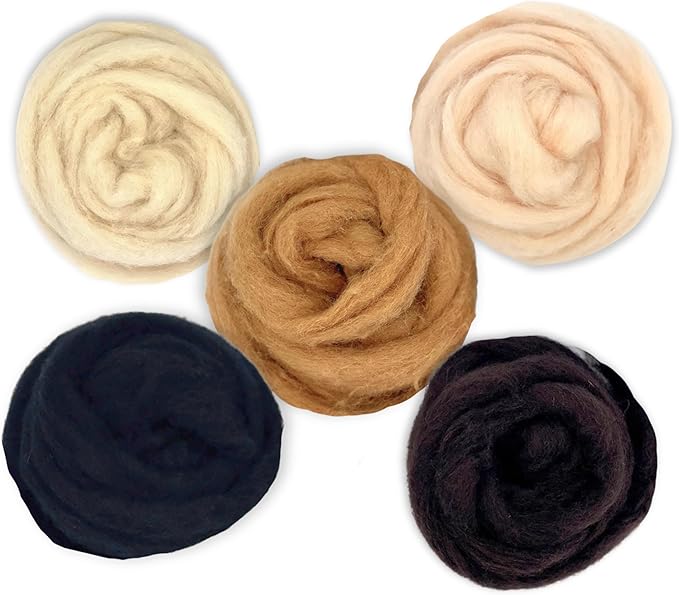 Corriedale Carded Sliver Wool Roving Variety Bundle | Best Core Wool for Needle Felting, Spinning, Wet Felting, Weaving, Dryer Balls, Yarn Roving - Ethically Sourced (Animal Classics)