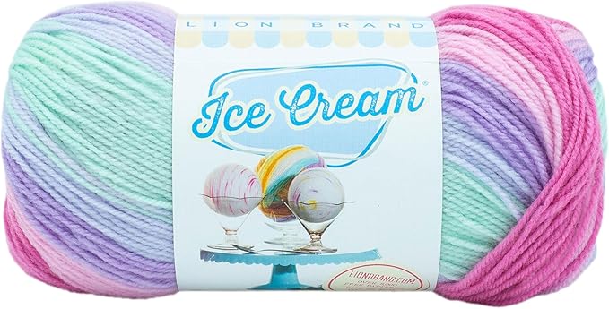 Lion Brand Yarn, Ice Cream Baby Yarn for Knitting, Crochet, and Crafts, Ube, 1 Pack, DK Weight Colorful Acrylic Fiber for Baby Blankets, Hats, and Sweaters