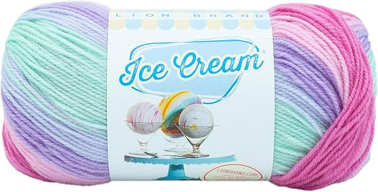 Lion Brand Yarn, Ice Cream Baby Yarn for Knitting, Crochet, and Crafts, Ube, 1 Pack, DK Weight Colorful Acrylic Fiber for Baby Blankets, Hats, and Sweaters