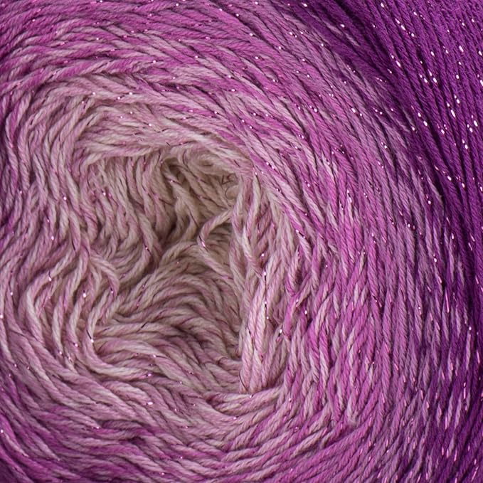 YarnArt Flowers Moonlight – Gradient Cotton Acrylic Yarn with Metallic Lurex, 9.17oz (250g), 1093 Yards – Shiny, Multicolor Cake Yarn for Crochet, Knitting, Shawls & DIY Projects (3290)