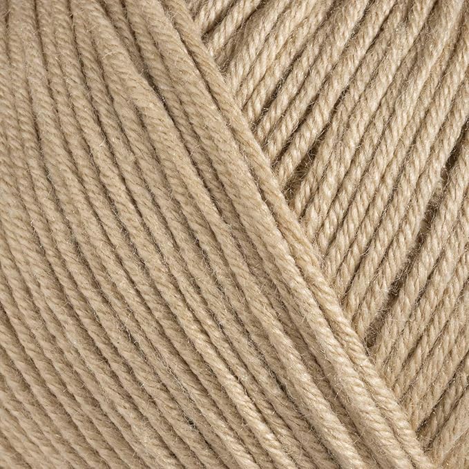 Estako Happy Cotton, (4 Skeins Pack) 60% Cotton 40% Acrylic Yarn, Soft, Fine/Sport (2) for Crochet and Knitting (4 x 1.76 Oz) / (4 x 180 Yrds) (4160 - Beige)