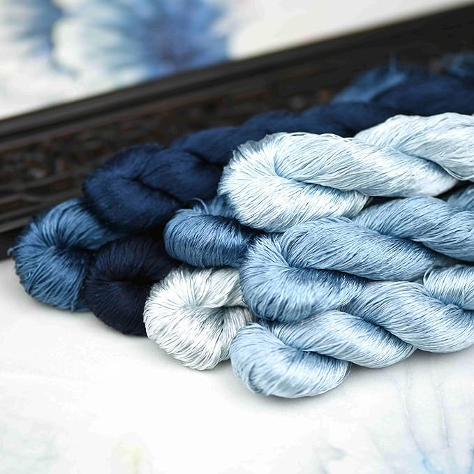 Natural 100% Silk Thread, Handmade Embroidery Thread Silk Floss 8 Colors 110m Each (73)