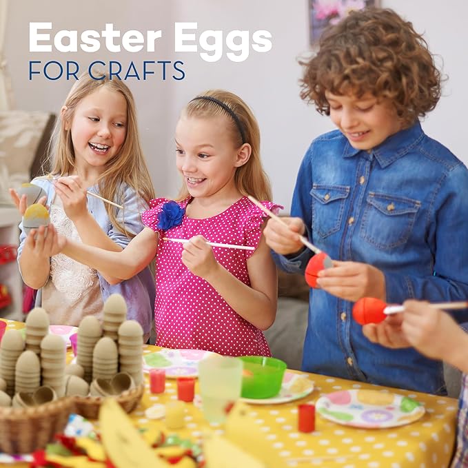 4E's Novelty Paper Mache DIY Easter Eggs to Paint 24 Pack - Paintable & Fillable Blank Easter Eggs Crafts for Kids & Adults, for Classroom Art Activities & DIY Projects
