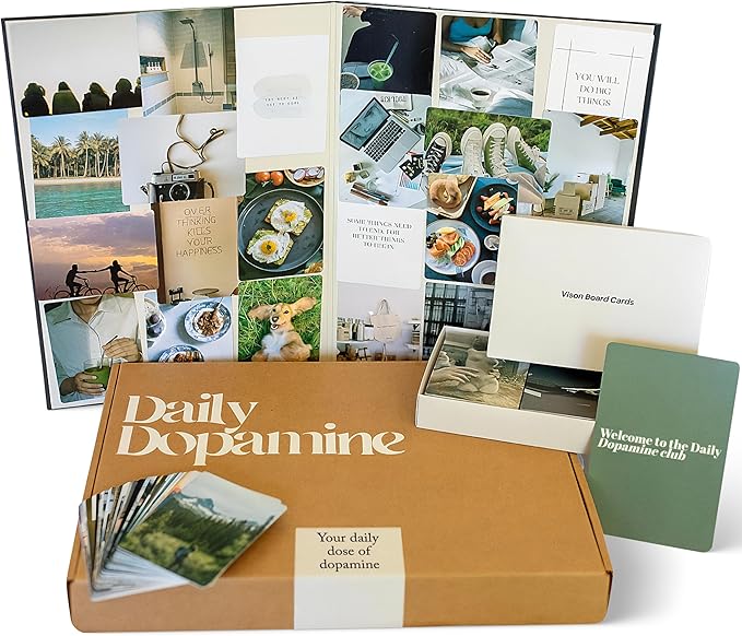 Daily Dopamine 2026 Vision Board Kit for Ambitious People, Foldable Mood/Dream Board for Manifestation, Visualization & Goal Setting,150 Aesthetic Images & Powerful Quote Cards - Vision Board Supplies