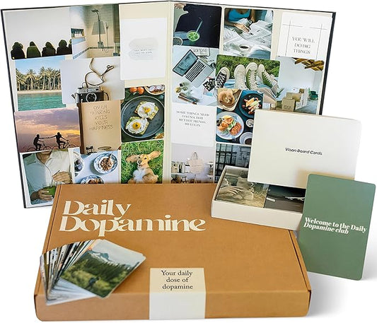 Daily Dopamine 2026 Vision Board Kit for Ambitious People, Foldable Mood/Dream Board for Manifestation, Visualization & Goal Setting,150 Aesthetic Images & Powerful Quote Cards - Vision Board Supplies