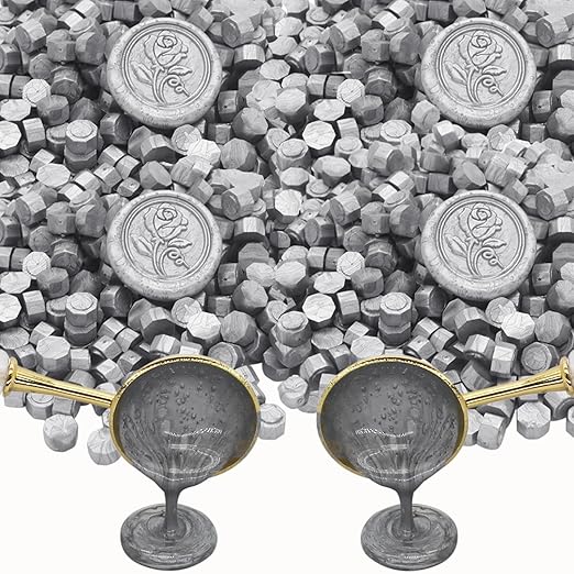 andotopee premium 600pcs silver wax seal beads - octagon wax pellets refill pack for wedding invitation decor, letter envelope seal, diy crafts