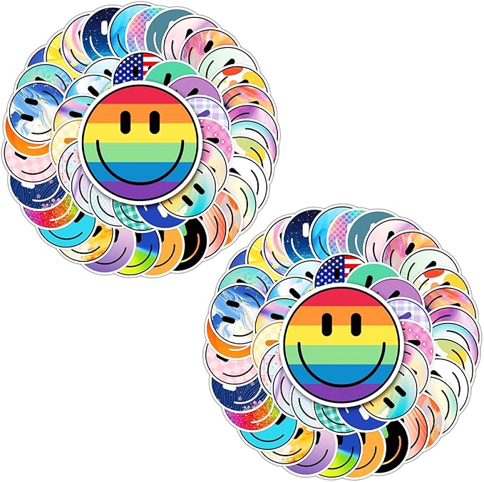 wercokt 100pcs smiling face stickers, cute water bottle stickers for kids, for teaching rewards, notebooks, stationery, luggage, cartoon pvc happy sticker