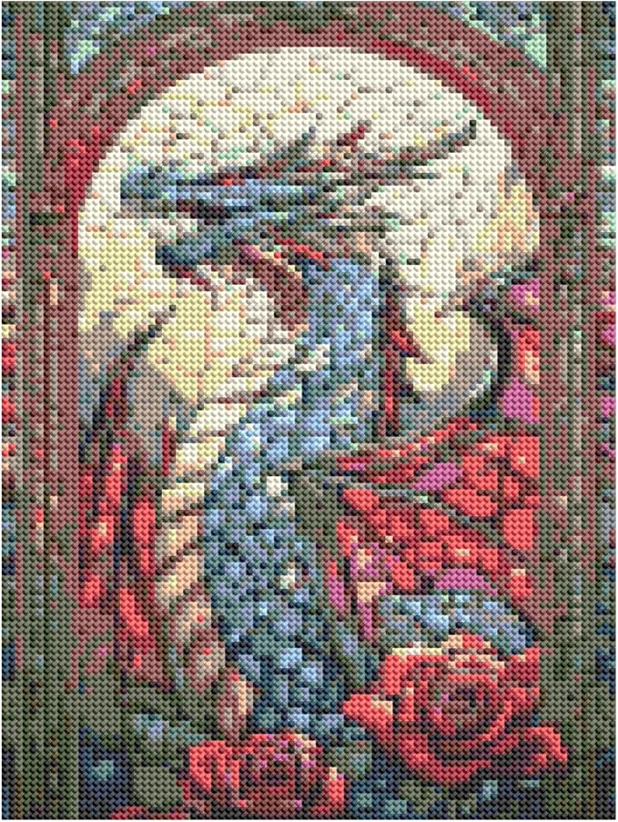 DOTZSO Dragon Diamond Painting Kits for Adults, Easy DIY 5D Round Full Drill Diamond Art kit Diamond Dot Crystal Gem Art and Craft for Beginners Home Wall Decor 12x16 Inches