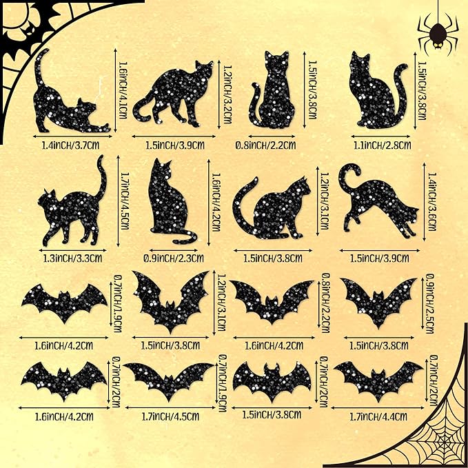 beyumi halloween bats cats sticker - 1000pcs halloween laser black bats and cats shape stickers in 2 rolls holographic sparkly waterproof adhesive decal gift party envelope scrapbook decor for kids