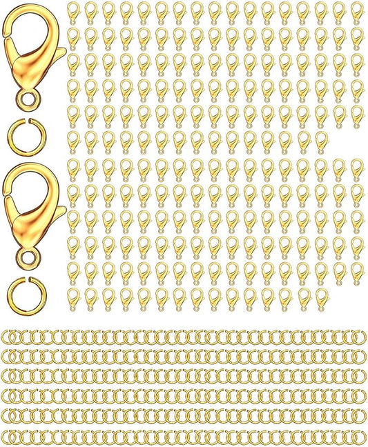 700Pcs Lobster Claw Clasps and Open Jump Rings Set, 12MM Necklace Clasp and Closures for DIY Jewelry Making Supplies