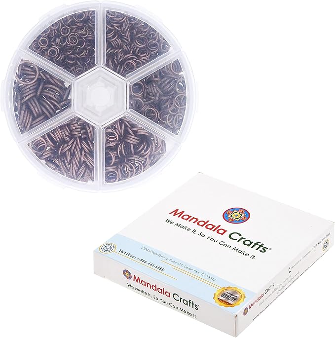 Mandala Crafts Assorted Antique Copper Color Jump Rings Jewelry Findings Metal O Rings for Jewelry Making Supplies - 1250 4mm to 10mm Small Open Jump Rings Kit for Necklace Earring