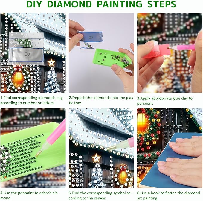 SENQAO Farmhouse Diamond Art Hanging Kits for Adults Kids, Christmas Diamond Art Suncatchers, 5D Special Shape Diamond Painting Pendant Window Ornament Gifts for Home Garden Door Wall Decor