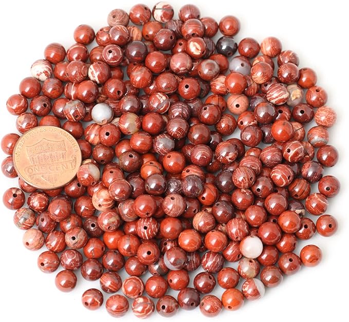 60PCS 6mm Natural Red Snake Skin Jasper Round Loose Beads for Jewelry Making DIY Gifts Arts Crafts Materials 1 Strand 15"